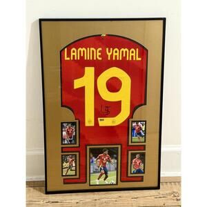 Lamine Yamal Barcelona Hand Signed Jersey Framed w COA